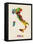 Italy Watercolor Map, Italia-Michael Tompsett-Framed Stretched Canvas