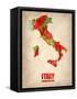 Italy Watercolor Map-NaxArt-Framed Stretched Canvas