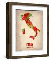 Italy Watercolor Map-NaxArt-Framed Art Print