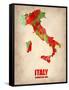 Italy Watercolor Map-NaxArt-Framed Stretched Canvas