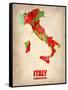 Italy Watercolor Map-NaxArt-Framed Stretched Canvas