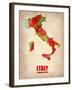 Italy Watercolor Map-NaxArt-Framed Art Print