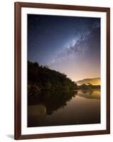 Itamambuca beach, Ubatuba, Brazil at night with the milkyway visible.-Alex Saberi-Framed Premium Photographic Print