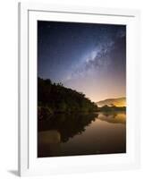 Itamambuca beach, Ubatuba, Brazil at night with the milkyway visible.-Alex Saberi-Framed Photographic Print