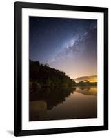 Itamambuca beach, Ubatuba, Brazil at night with the milkyway visible.-Alex Saberi-Framed Photographic Print