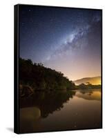 Itamambuca beach, Ubatuba, Brazil at night with the milkyway visible.-Alex Saberi-Framed Stretched Canvas