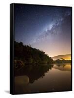 Itamambuca beach, Ubatuba, Brazil at night with the milkyway visible.-Alex Saberi-Framed Stretched Canvas
