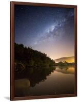 Itamambuca beach, Ubatuba, Brazil at night with the milkyway visible.-Alex Saberi-Framed Photographic Print