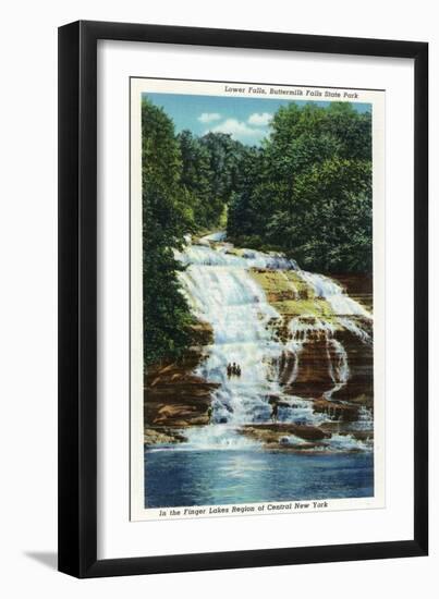 Ithaca, New York - Buttermilk Farms State Park Lower Falls View-Lantern Press-Framed Art Print