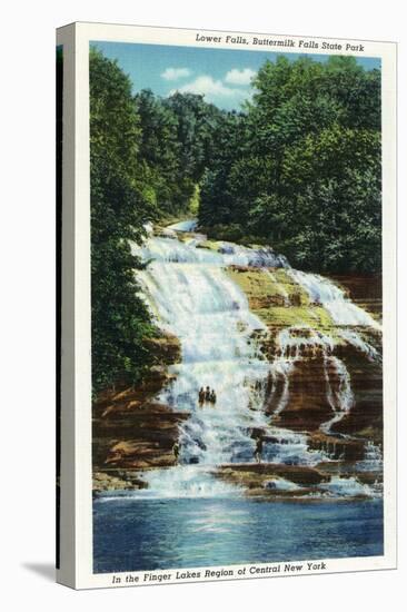 Ithaca, New York - Buttermilk Farms State Park Lower Falls View-Lantern Press-Stretched Canvas