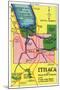 Ithaca, New York - Detailed Map Postcard of Ithaca and Nearby Points of Interest-Lantern Press-Mounted Art Print