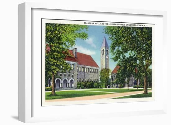 Ithaca, New York - Exterior View of Boardman Hall and the Library-Lantern Press-Framed Art Print