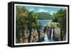 Ithaca, New York - View of Trihammer Falls, Cornell University-Lantern Press-Framed Stretched Canvas