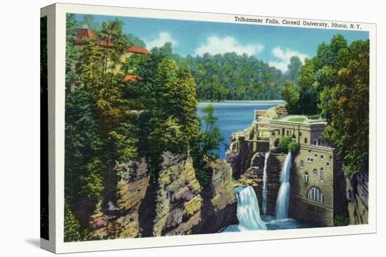 Ithaca, New York - View of Trihammer Falls, Cornell University-Lantern Press-Stretched Canvas