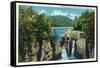 Ithaca, New York - View of Trihammer Falls, Cornell University-Lantern Press-Framed Stretched Canvas