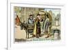 Itinerant 16th Century Bookseller with Covered Donkey Cart Full of Books, Late 19th Century-null-Framed Giclee Print