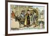 Itinerant 16th Century Bookseller with Covered Donkey Cart Full of Books, Late 19th Century-null-Framed Giclee Print