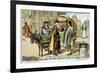 Itinerant 16th Century Bookseller with Covered Donkey Cart Full of Books, Late 19th Century-null-Framed Giclee Print