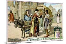 Itinerant 16th Century Bookseller with Covered Donkey Cart Full of Books, Late 19th Century-null-Mounted Giclee Print