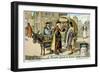 Itinerant 16th Century Bookseller with Covered Donkey Cart Full of Books, Late 19th Century-null-Framed Premium Giclee Print