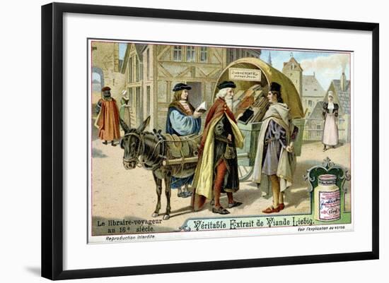 Itinerant 16th Century Bookseller with Covered Donkey Cart Full of Books, Late 19th Century-null-Framed Giclee Print