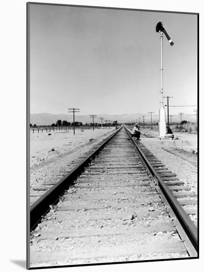 Itinerant Men, Aka. Hoboes, Waiting W. their "Bindles" to Illegally Hop Aboard a Freight Train-null-Mounted Photographic Print