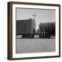 Itinerant men on oil tank cars passing through California, 1938-Dorothea Lange-Framed Photographic Print