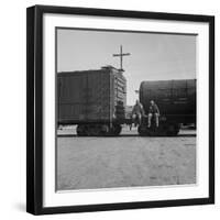 Itinerant men on oil tank cars passing through California, 1938-Dorothea Lange-Framed Photographic Print