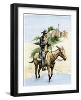 Itinerant Preacher Riding a Mule from Settlement to Settlement-null-Framed Giclee Print