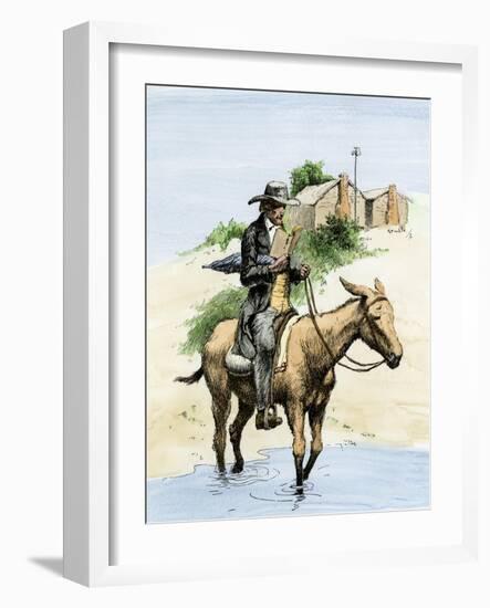 Itinerant Preacher Riding a Mule from Settlement to Settlement-null-Framed Giclee Print