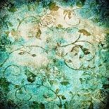 Abstract Textured Background: Blue Floral Patterns on White Backdrop. for Art Texture, Grunge Desig-iulias-Art Print