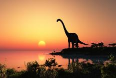 Giant Dinosaur in the Background of the Colorful Sky.-iurii-Art Print