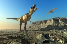 Giant Dinosaur in the Background of the Colorful Sky.-iurii-Art Print