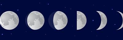 Vector Illustration Set. Phases of the Moon or Lunar Phase in the Night Sky with Stars. Different S-Iv-design-Laminated Premium Giclee Print