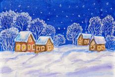 Winter Landscape On Dark Blue Sky-Iva Afonskaya-Art Print