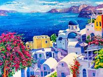 Original Oil Painting on Canvas. Greek Scenery, Blue Sea and White Houses.-Ivailo Nikolov-Mounted Art Print