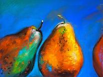 Pastel Painting on a Cardboard. Pears-Fruits on a Blue Background. Modern Art-Ivailo Nikolov-Art Print