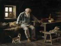 Old Man and his Cat, 1887-Ivan Andreivich Pelevin-Stretched Canvas