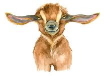 Watercolor Goat Head Isolated on White Background. Hand Drawn Watercolor Goat Perfect for Design Gr-Ivan Feoktistov-Art Print