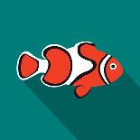 Clown Fish Icon, Flat Style-Ivan Ryabokon-Stretched Canvas