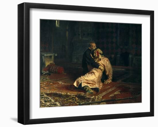 Ivan the Terrible and His Son Ivan on Nov-Ilya Yefimovich Repin-Framed Art Print