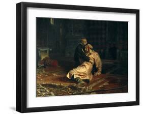 Ivan the Terrible and His Son Ivan on Nov-Ilya Yefimovich Repin-Framed Art Print