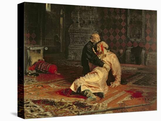 Ivan the Terrible and His Son on the 16th November, 1581, 1885-Ilya Efimovich Repin-Stretched Canvas