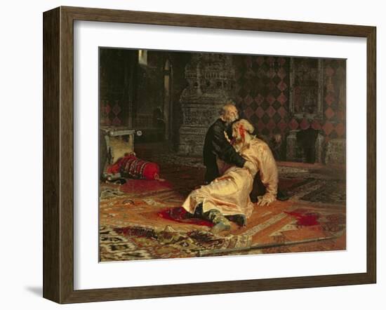 Ivan the Terrible and His Son on the 16th November, 1581, 1885-Ilya Efimovich Repin-Framed Giclee Print