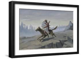 Ivan Tsarevich Riding the Gray Wolf, End of 1870S-Early 1880S-Vasili Grigoryevich Perov-Framed Giclee Print