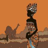 Hand Drawn Illustration Beautiful Black Woman.African Woman-IVANCHINA ANNA-Stretched Canvas