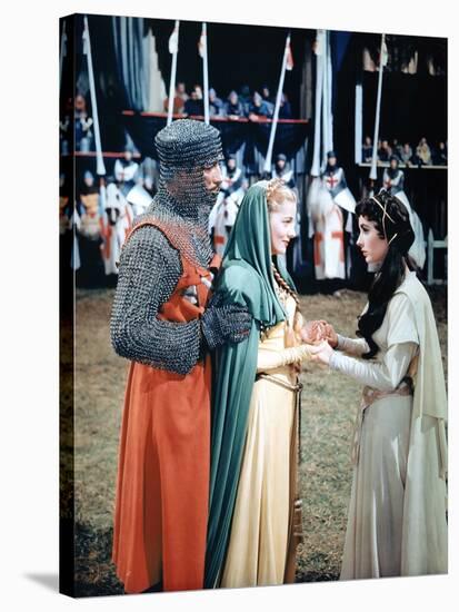 Ivanhoe by Richard THorpe with Robert Taylor, Joan Fontaine and Elizabeth Taylor, 1952 (photo)-null-Stretched Canvas