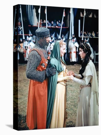 Ivanhoe by Richard THorpe with Robert Taylor, Joan Fontaine and Elizabeth Taylor, 1952 (photo)-null-Stretched Canvas