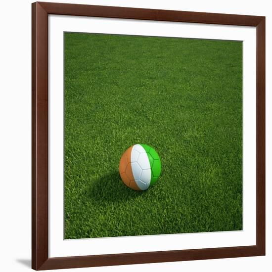 Ivorian Soccerball Lying on Grass-zentilia-Framed Art Print