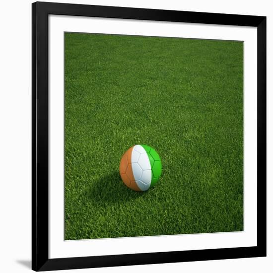 Ivorian Soccerball Lying on Grass-zentilia-Framed Art Print